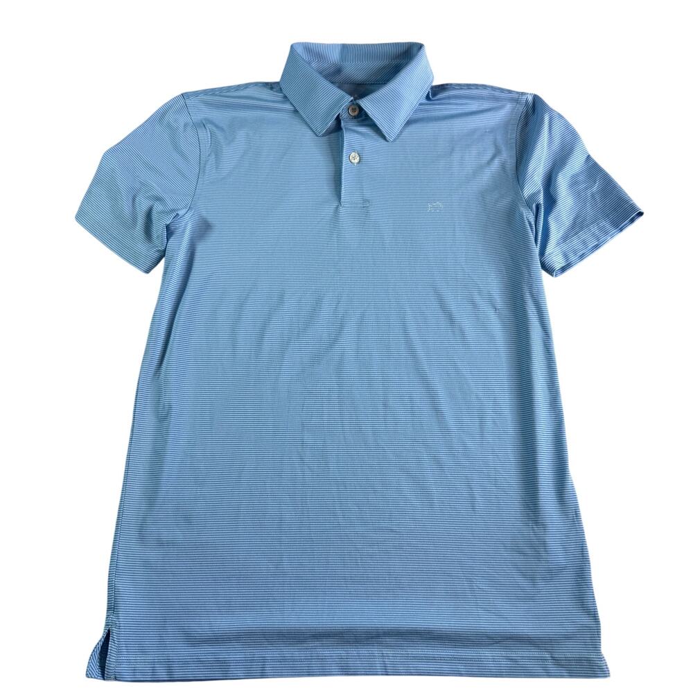 Southern Tide Youth XL Blue Stripe Performance Polo Shirt Boys 18 94% Polyester